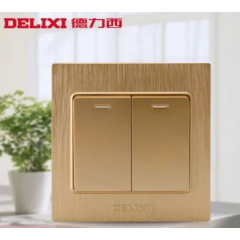 二开双控荧光开关 香槟金拉丝开关面板